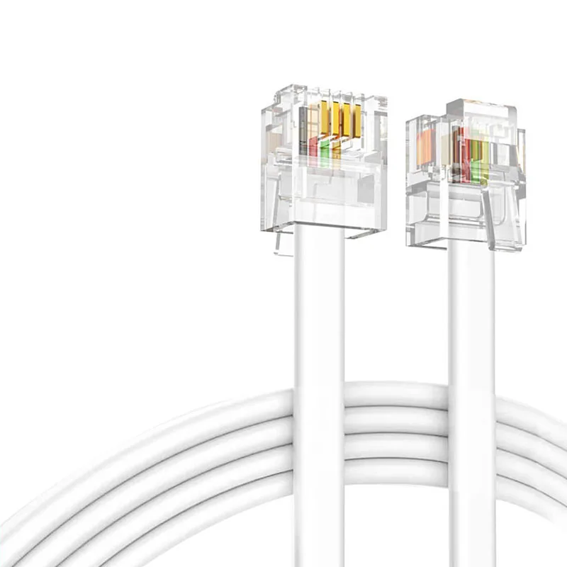 Вилки 6P4C с телефонной линией UL20251 AWG 28, плоский кабель из ПВХ, белая Длина по отделке, 3 м/9,84 фута