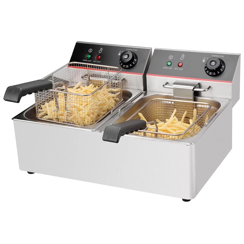 China professional fully automatic electric double tanks and baskets industrial deep fryer