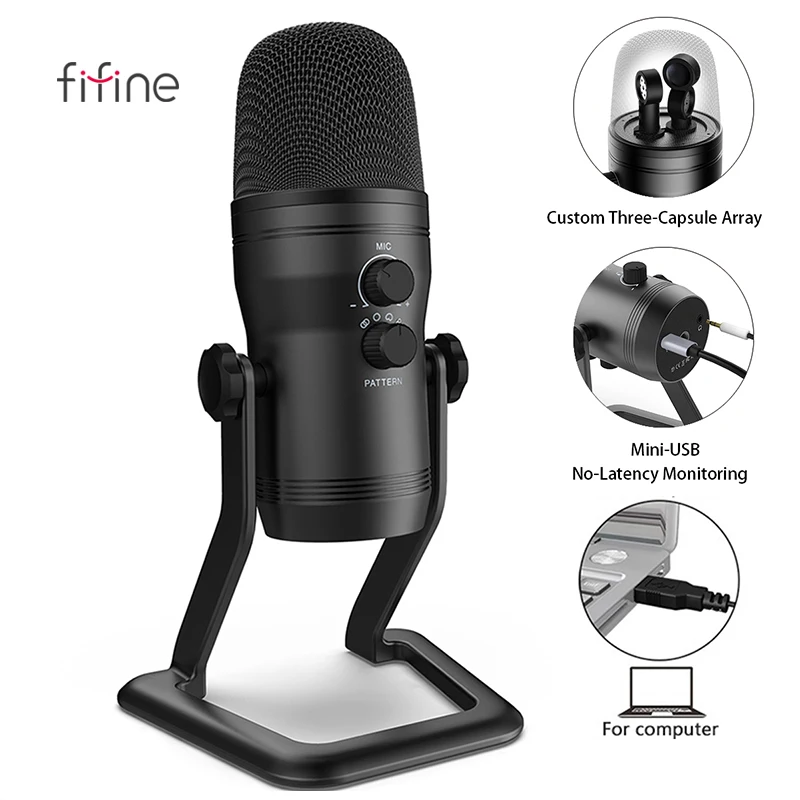  Fifine K690 USB микрофон 4 Полярный узор конденсаторный для