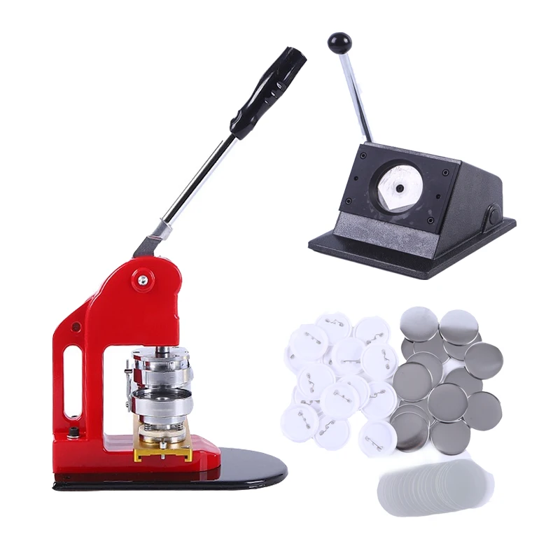 Badge Making Machine + Metal Paper Cutter + 100 Plastic Blank Badge Buttons