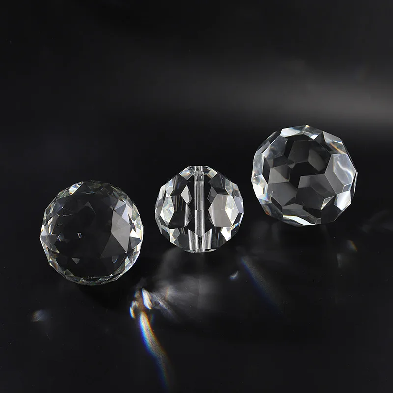 EU  lamp work parts bubble ball faceted crystal glass facet ball with hole