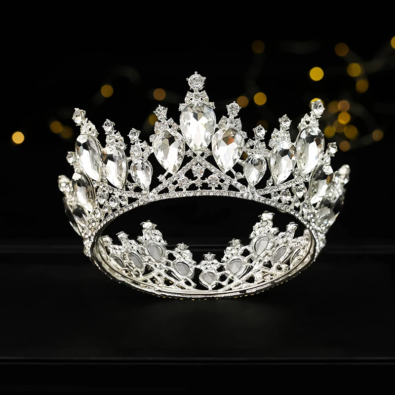 Fashion Baroque Luxury Wholesale Crystal Bridal Crown Tiaras/diadem Gold Diadem Large Tiaras For Women Bride Wedding Hair Access