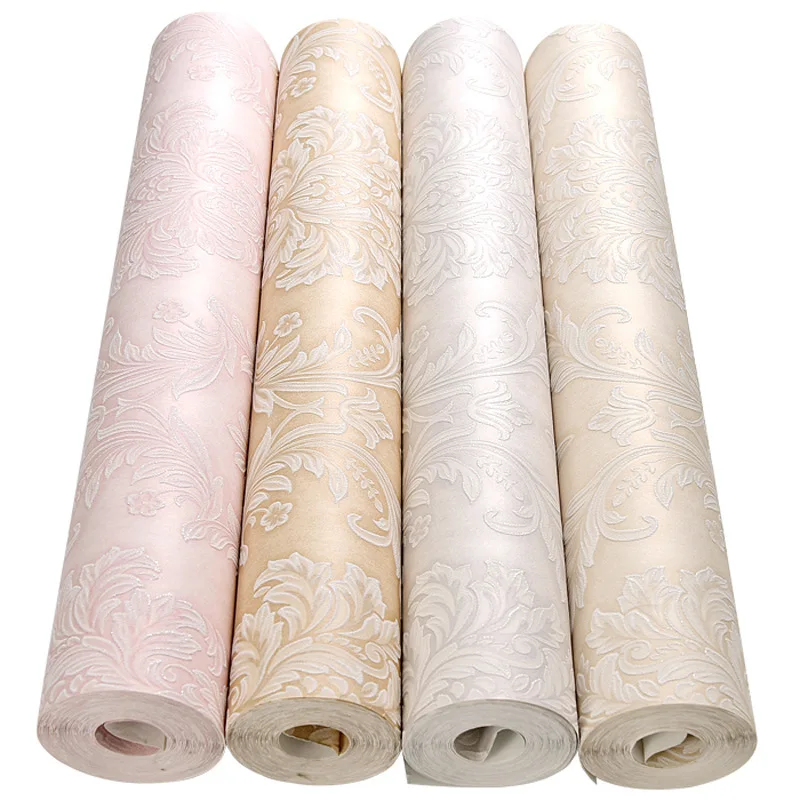 2022 Europe Damask 3D Non woven Wallpaper Florals Paper Rolls Wholesale