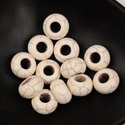 8x14mm DIY Natural Stone Beads For Circles Green White Big Hole Beads For Jewelry Making