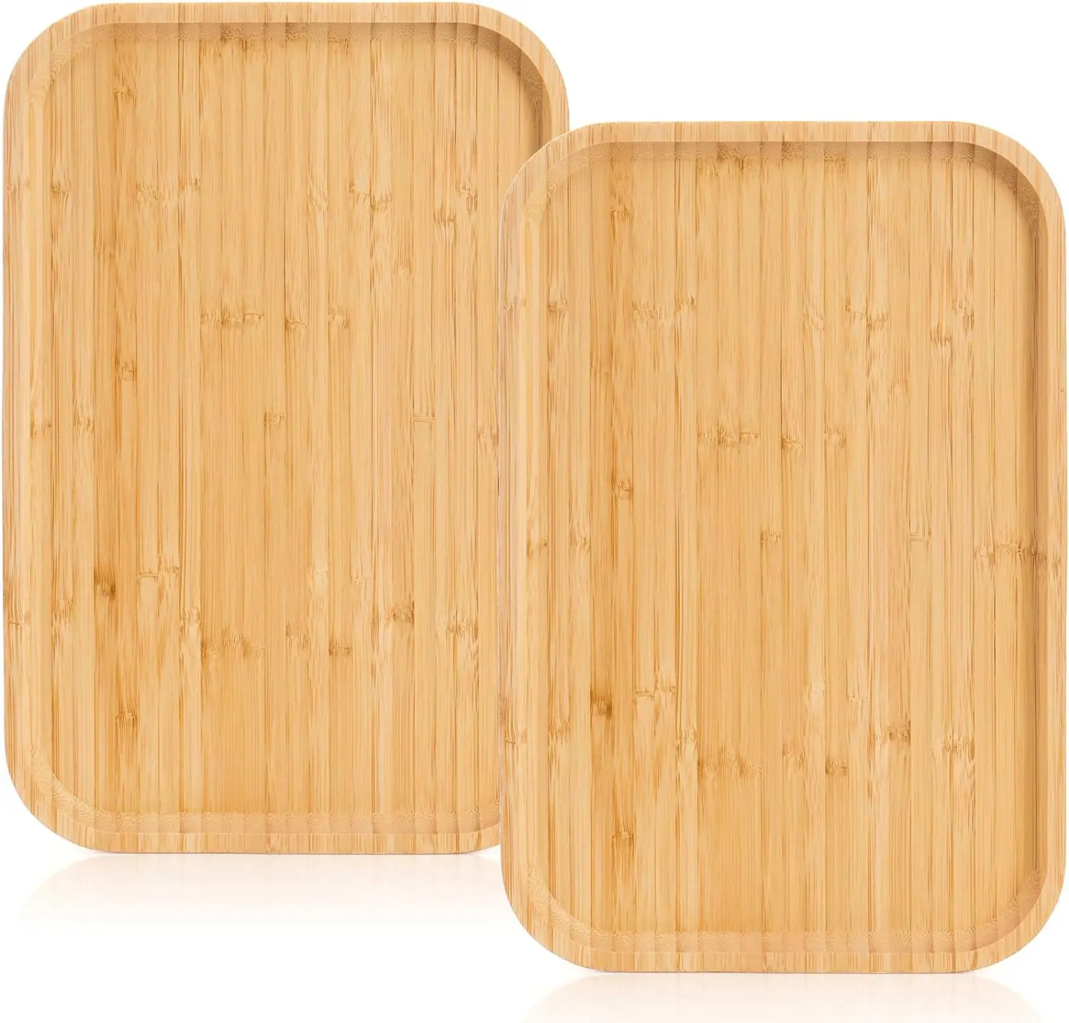 Bamboo Tray Cheese Plate, Food Serving Saucer Wood Rectangular Platter for Coffee, Tea, Fruit, Plant Pot