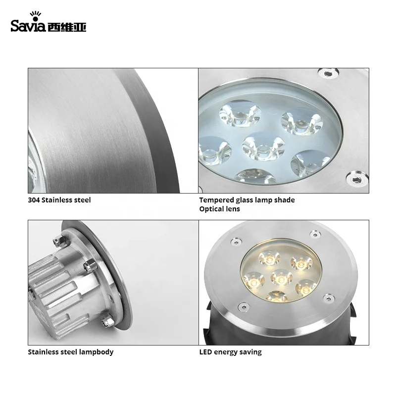 Savia AC 12V 6W LED underwater pond swimming pool light IP68 stainless steel spot light underground buried inground lamp