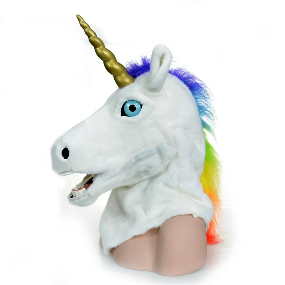 Tgirl Unicorn Moving Mouth Mask Head Mask Realistic Animal Halloween Mask for Halloween Cosplay Costume Party