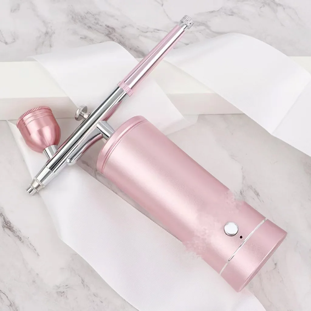 Portable Oxygen Airbrush Nail Painting Spray Gun Rechargeable Air Compressor Kit