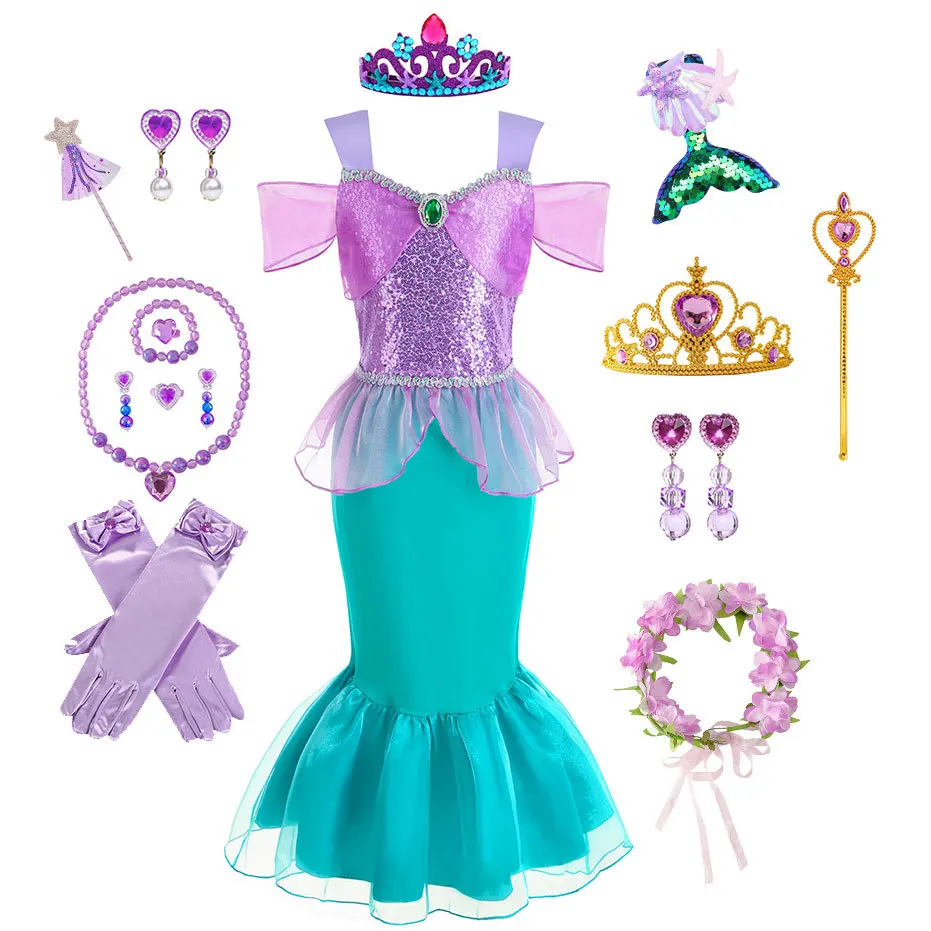 Girl Princess Dress Up Kids Mermaid Costume Carnival Birthday Kids girl mermaid Halloween Christmas Children TV movie costume ki