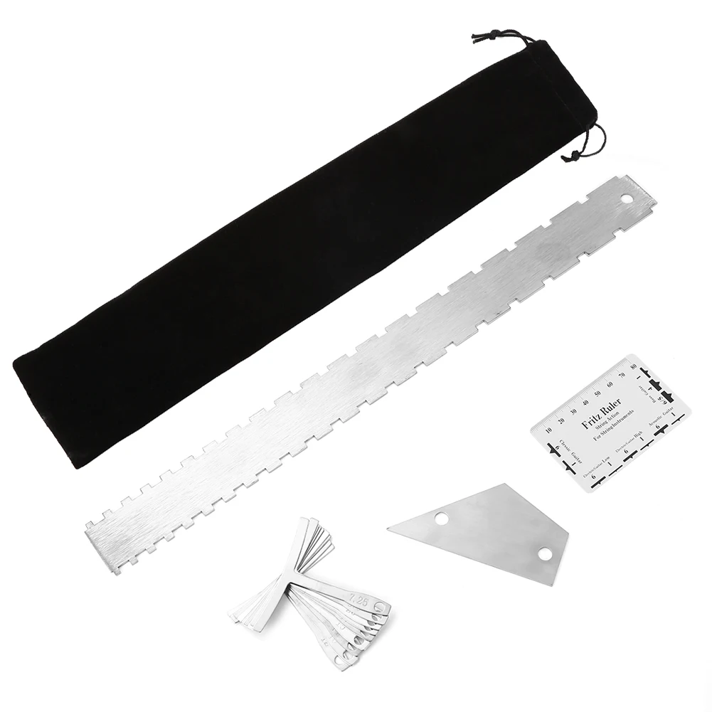 Guitar Luthier Measuring Tools Kit with String Action Ruler Understring Radius Gauge Guitar Neck Notched Straight Edge Ruler