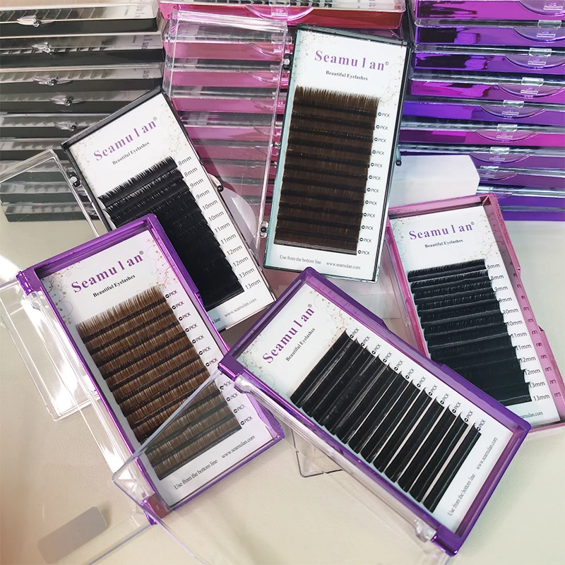 PBT Custom Wholesale Lash Eyelash Extensions Manufacturer 0.03 0.05 0.07 Easy To Graft Volume Lash Extension