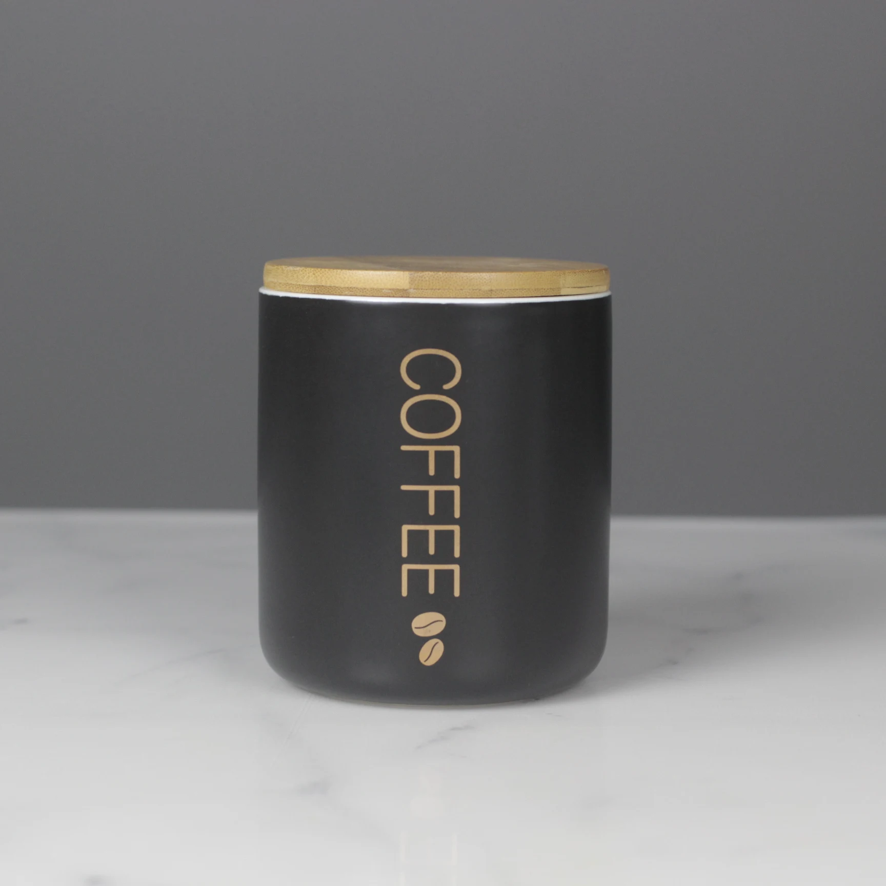 Custom Porcelain with Airtight Seal Bamboo Lid Coffee Tea Canister Ceramic Food Storage Jar