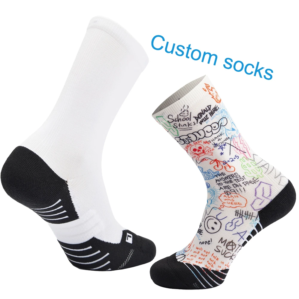 Top quality 2022 athletic football custom embroidery logo running terry crew sports socks sublimation for unisex