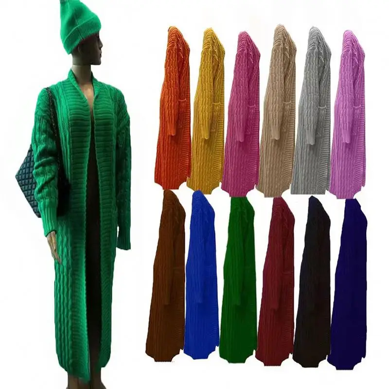 2025 New Fashion Knitwear Europe And The United States Large Size Long Sleeve Solid Color Thickened Coat