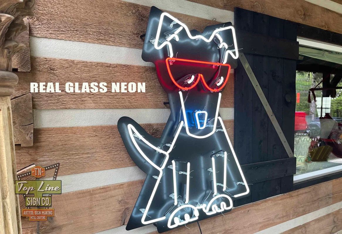 New Factory Sale Custom Led Glass Neon Glass Sign Table Letters Acrylic Boxes Lights Logo In Metal Box For Sale