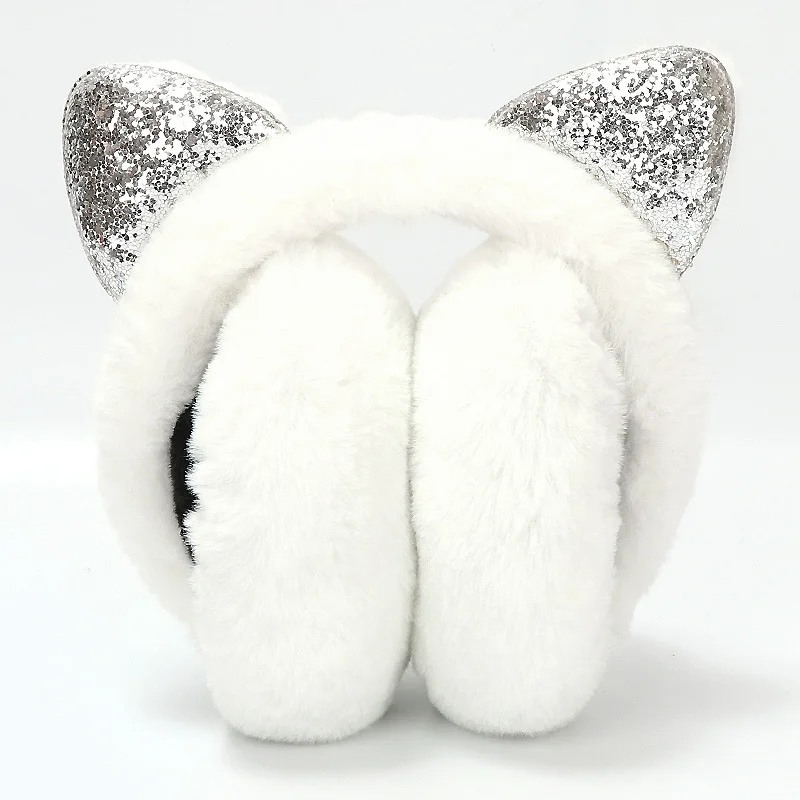 Wholesale Custom Tiktok Hot Sale Cute Cat Ear Muffs Winter Ear Warmers Solid Soft Plush Winter Fur Earmuff