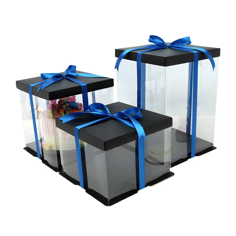 Square Gift Customizable Plastic Transparent Cake Packaging Food Clear Box Packaging Plastic Boxes