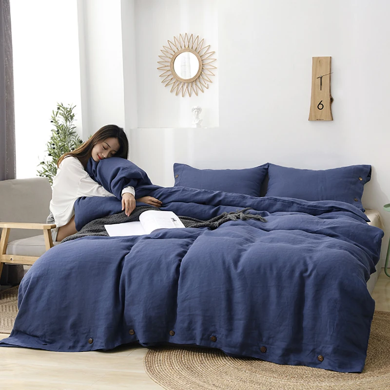 100% Pure Stone Washed French Flax Linen Bedding Hot Sell High Quality  Natural Color 100% French Linen Bedding Pure Flax Linen