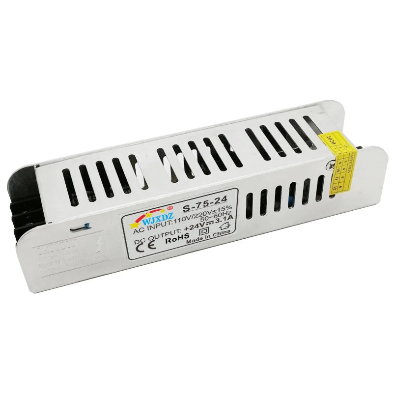 CE RoHS 24V 3.1A 75W S-75-24 AC to DC 110v/220v Slim Power Supply Switching Power Supply