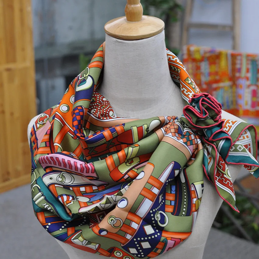 6a Grade Custom Printing Silk Scarf For Women Large 90*90cm 100% Silk Scarf Luxury 100% Pure Silk Scarves