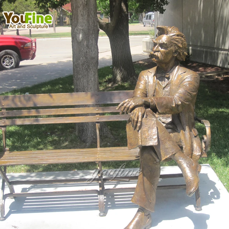 High Quality Famous Figure Customized Bronze Albert Einstein Sculpture Man On Bench