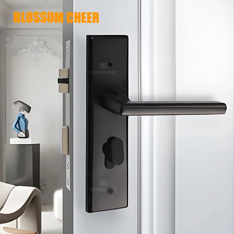 Врезной цилиндр деревянный дверной набор для спальни современный 304 из нержавеющей стали отскакивающий буфер отскок прямоугольная панель Ручка замок