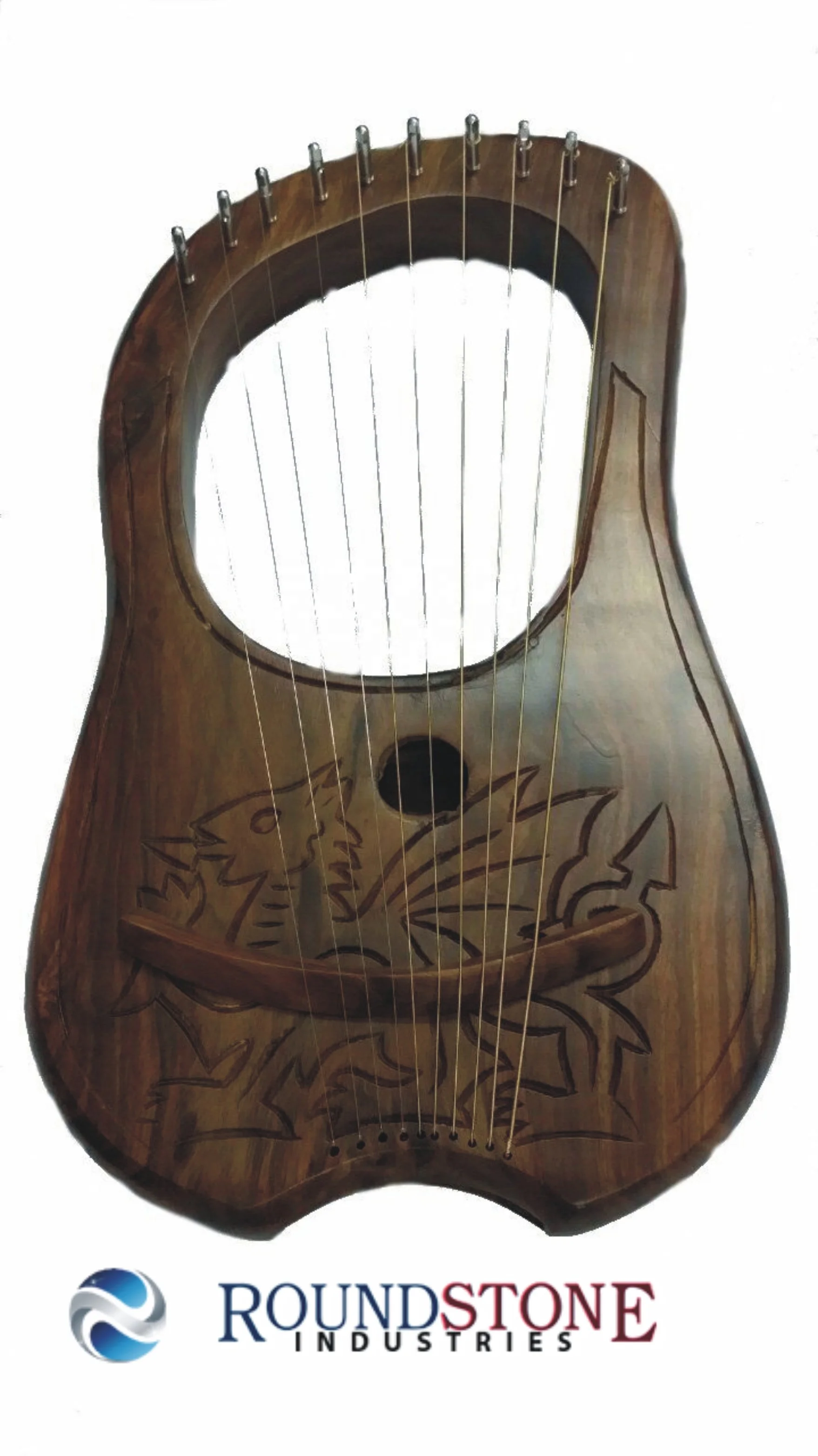 Lyre harp 10 strings Handmade ENGRAVED by rosewood and maple wood High Quality+Tuning Key&CARRYING bag Case musical instruments