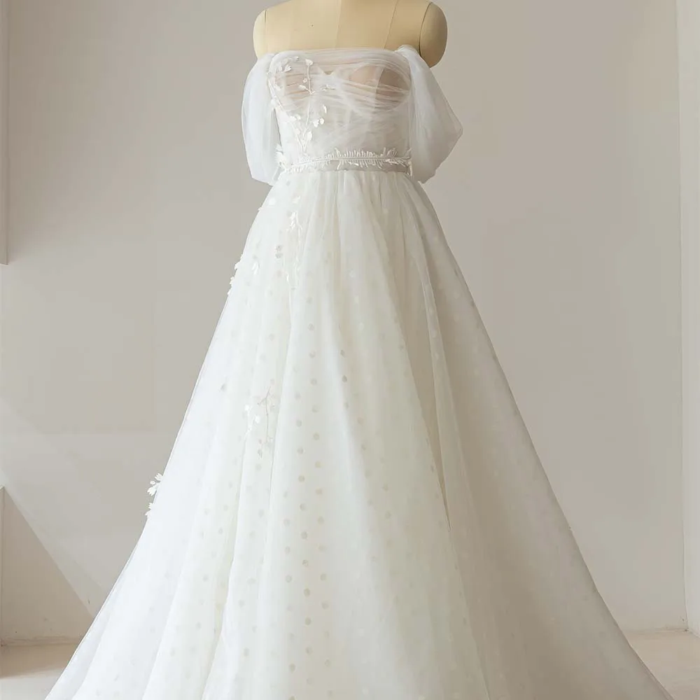 Off Shoulder Graceful Lace Strapless Bridal Gowns Wedding Dress Jancember RL230-2