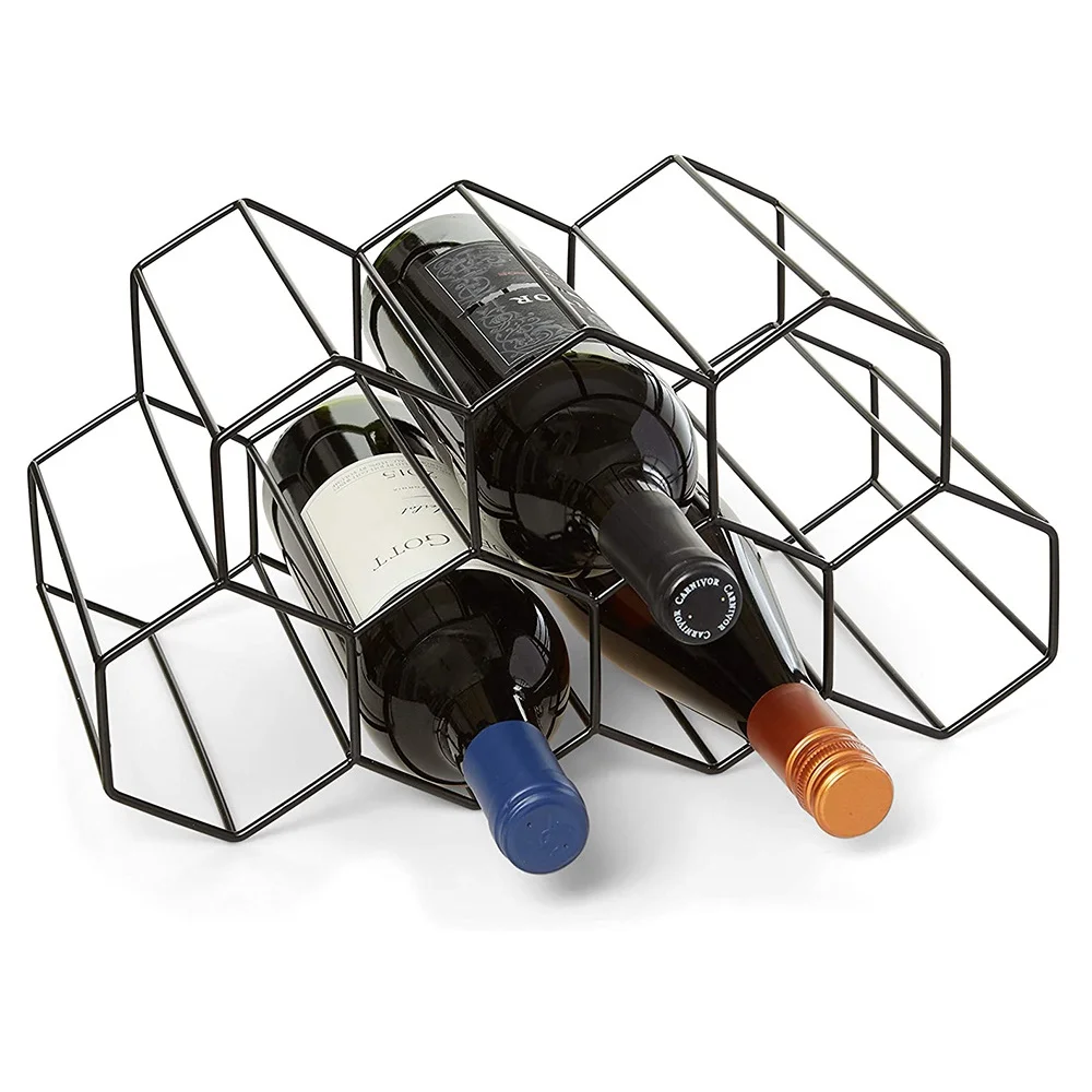 FREE SAMPLE Wine Holder for Wine Storage Modern Black Metal Wine Rack Small Bottle Storage Tabletop Rack