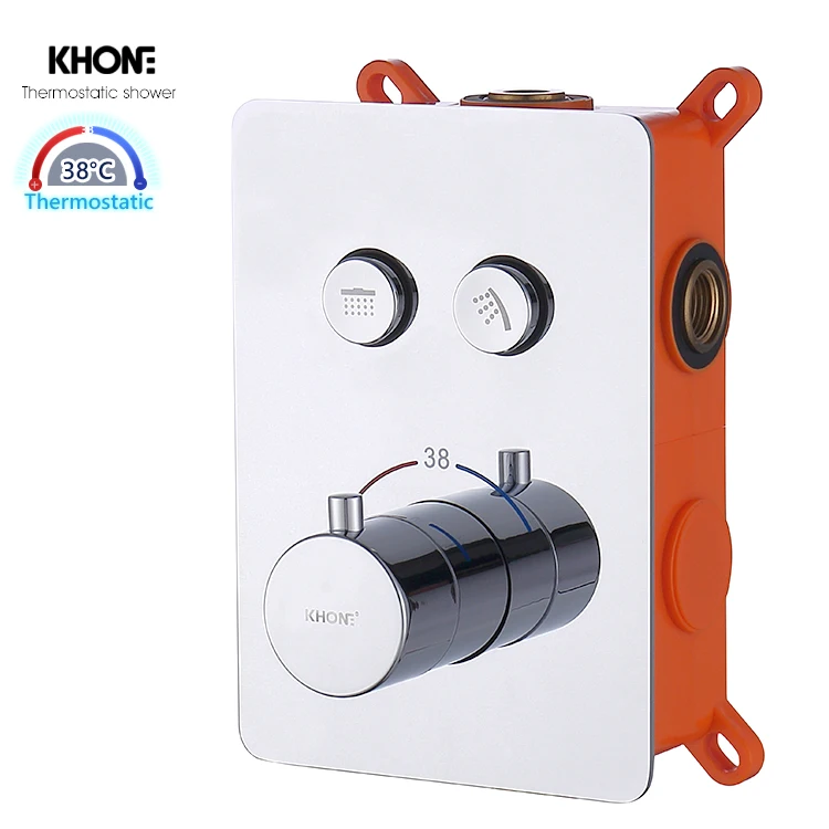 wholesale high quality Chrome square rain smart thermostatic concealed shower mixer valve
