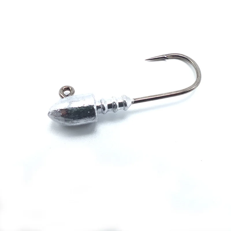Hot sale fishing hook classical bullet shape 10g jig head in stock quality chemical sharpened fishing jig hooks