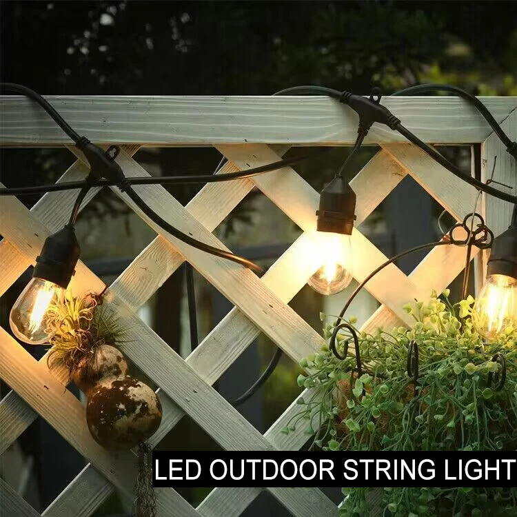 ip65 15m commercial grade s14 retro led edison filament connected wedding holiday lighting garland string light