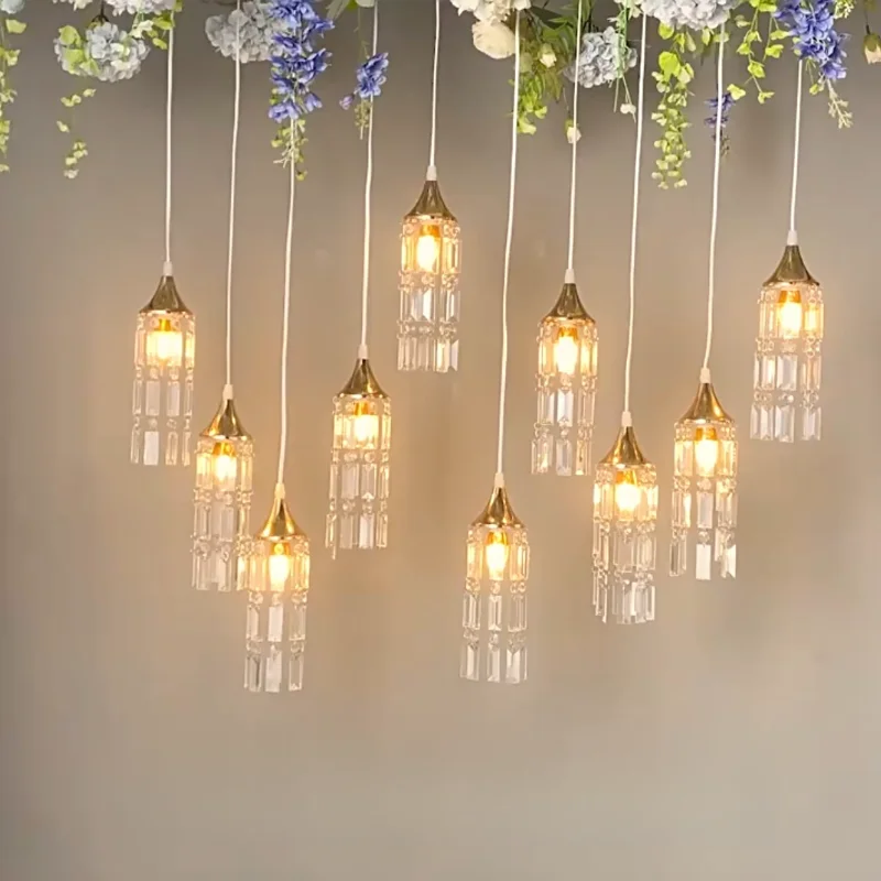 Rts Wedding 10 heads crystal chandelier ceiling luxury hanging decoration pendant lights ceiling Wedding Decoration Lights