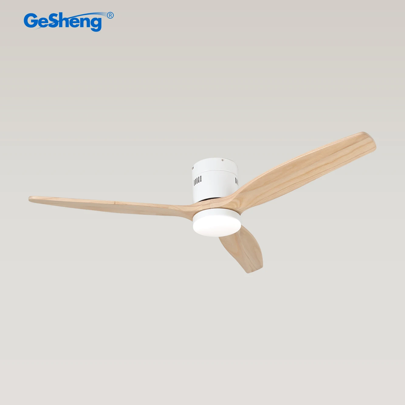 Modern Design Dimmable Smart Indoor Ceiling Fan Lamp Light 3 Color Flush Mount Wooden Blades for Home Bedroom DC Power Source