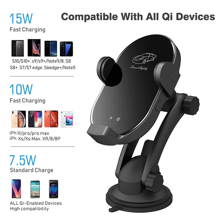 Shenzhen Manufacturer Factory Price Qi Certified for iPhone Wireless Car Charger