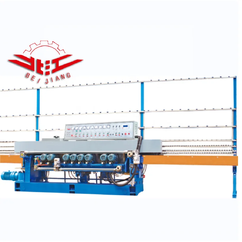 BEIJIANG Portable 9 Motor Cnc Glass Edging Polishing Machine Straight Line Mirror Grind Glass Beveled Edge Polishing Machine