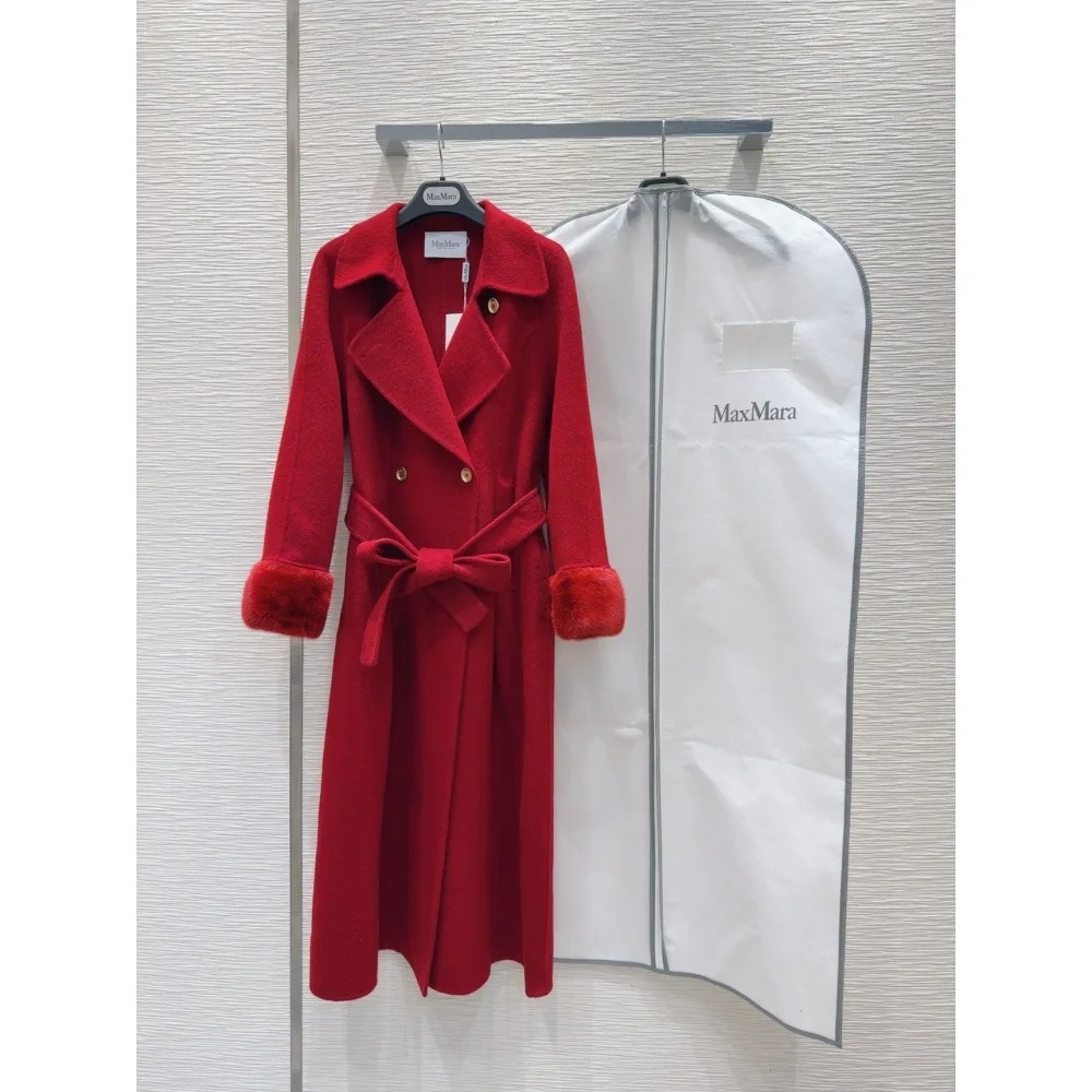 Customized logo 2024 Fall and winter new arrival High-end double-sided mink fur cashmere coat