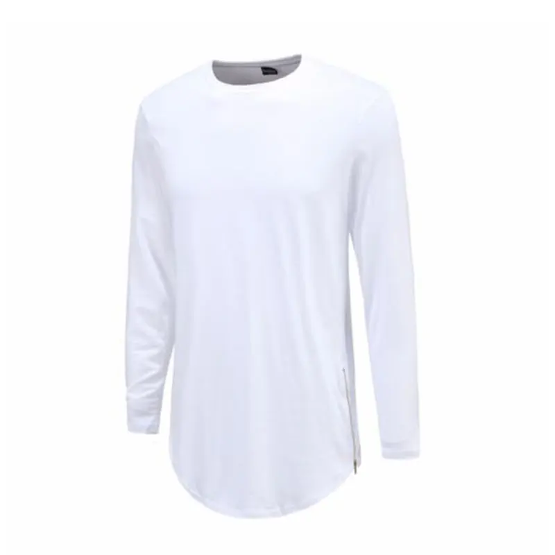 Wholesale 100% Combed Cotton Blank White Long Sleeve T shirt