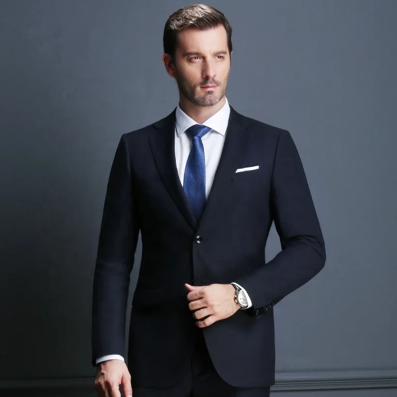 2019 Two Piece Men Prom Suits Wholesale Groom Groomsman Wedding Tuxedos Jacket + Pants