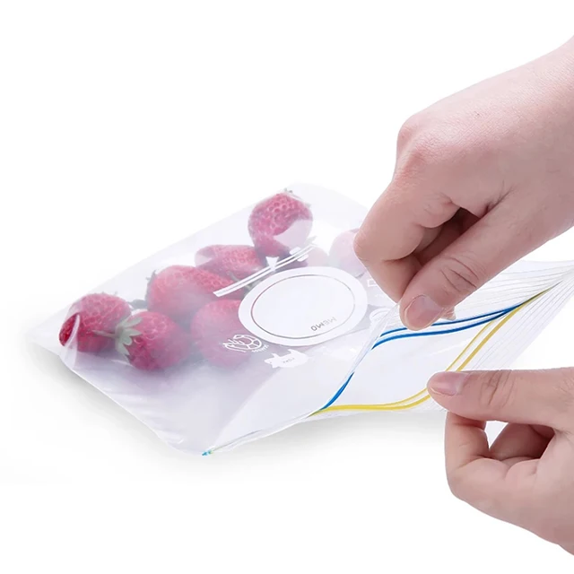 Customised Household Food Freezer Storage Resealable Clear Poly Ziplock Bag/Cusotm Color Line Pe Zipper Plastic Bag