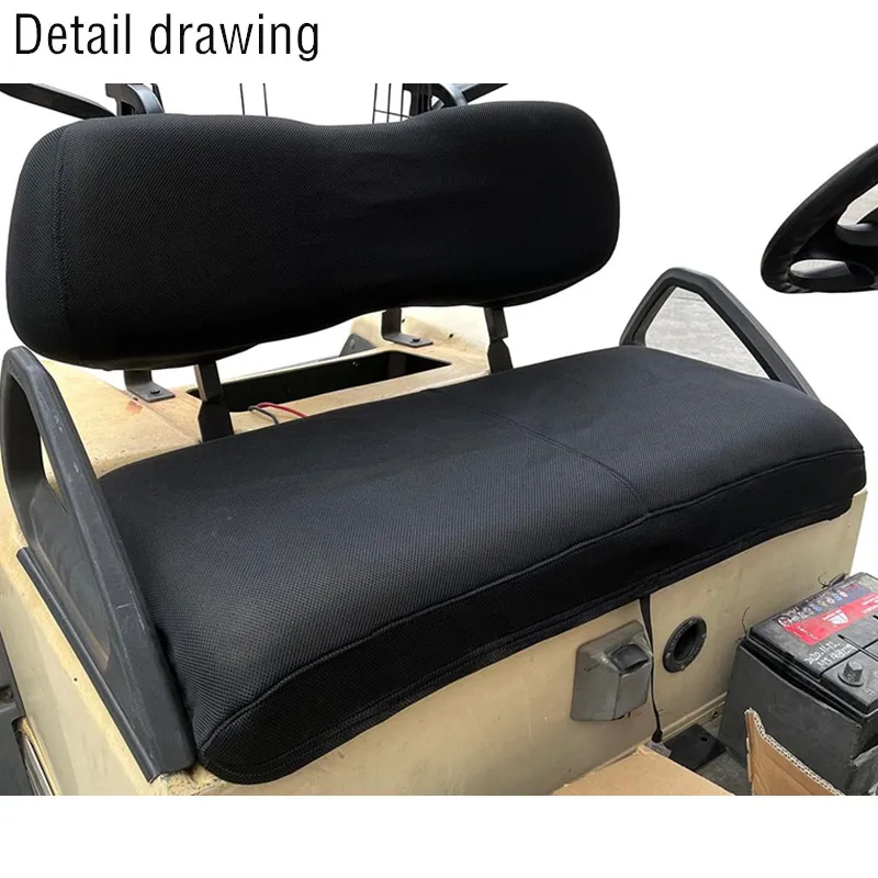 Golf Cart Polyester Mesh Seat Cover Breathable Bench Cover for EZGO TXT Club Car DS (Black(Seat+Seat Back Cover))