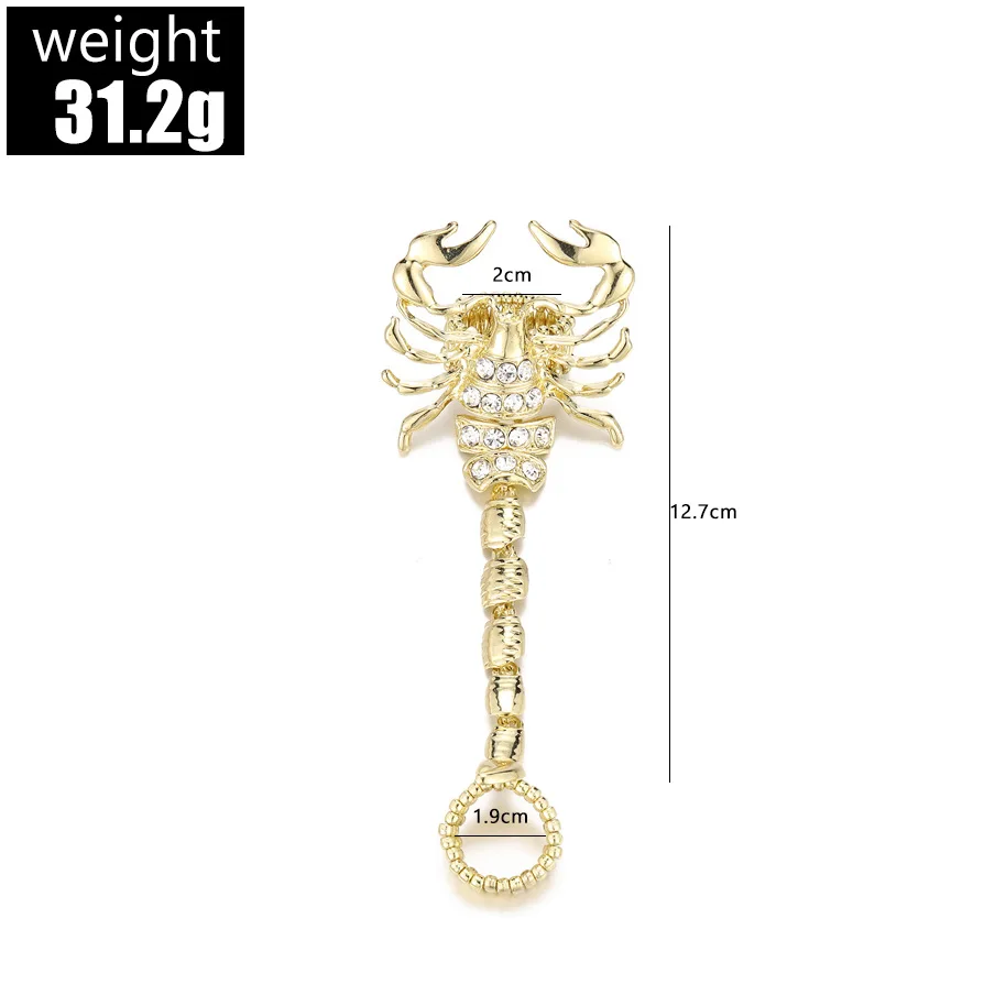New Exaggerated Punk Scorpion Two Piece Crystal Adjustable Retro Personality Animal Big Ring Special Rock Style Jewelry