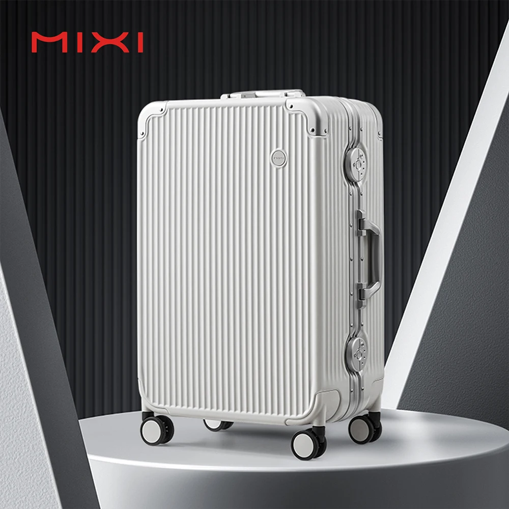 Mixi OEM travel luggage bags aluminum frame business trolley suitcases laptop maletas PC smart suitcase luggage