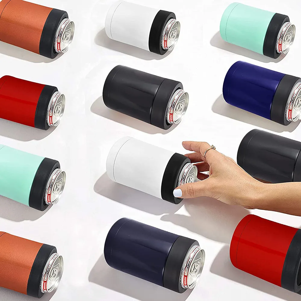 Reusable Insulated Double Wall Shaped Beer Can Cooler Steel Stainless Steel Koozie Can Cooler