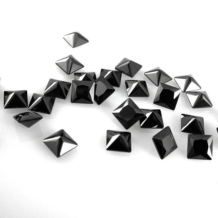 Wholesale Factory Directly Square Cut Black Cubic Zirconia Loose Gemstone CZ Stones