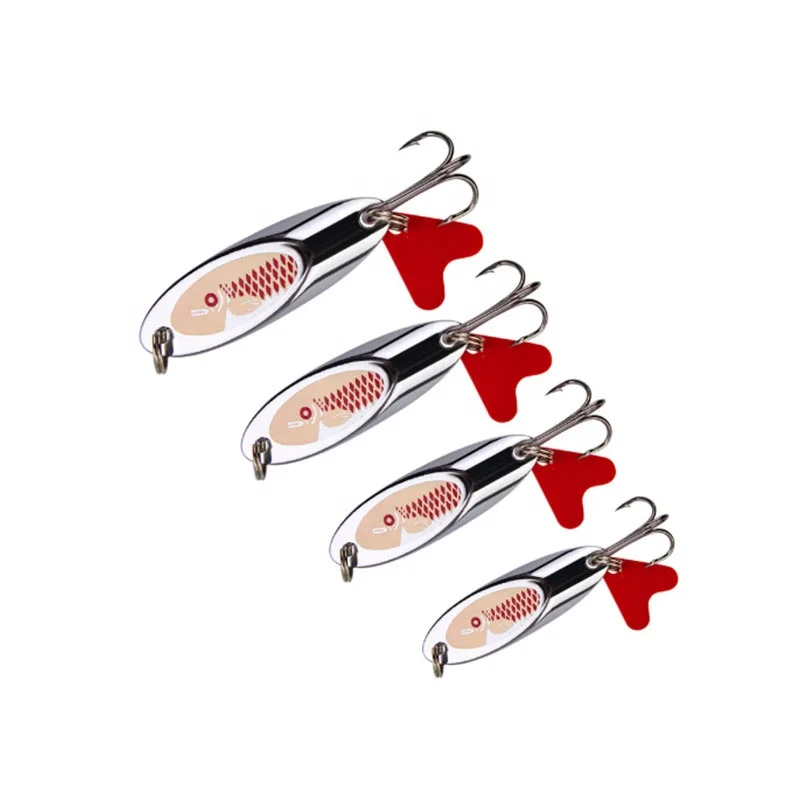 Fishing Lures Fishing Spoons Saltwater Treble Hooks Lures Hard Metal Spinner Baits Casting Spoon Lures for Salmon Bass