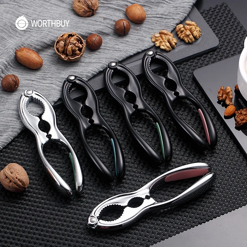 
WORTHBUY Creative Zinc Alloy Walnut Opener Macadamia Nut Cracker Non-slip Colorful Nut Cracker Kitchen Accessories 