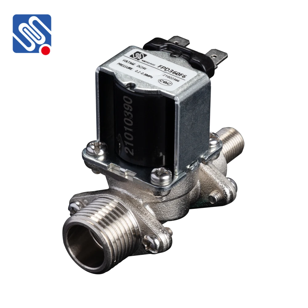 Meishuo FPD360F6 DC12V 24V AC220V Brass Solenoid Valve Normally Closed Solar Water Heater Inlet Valve