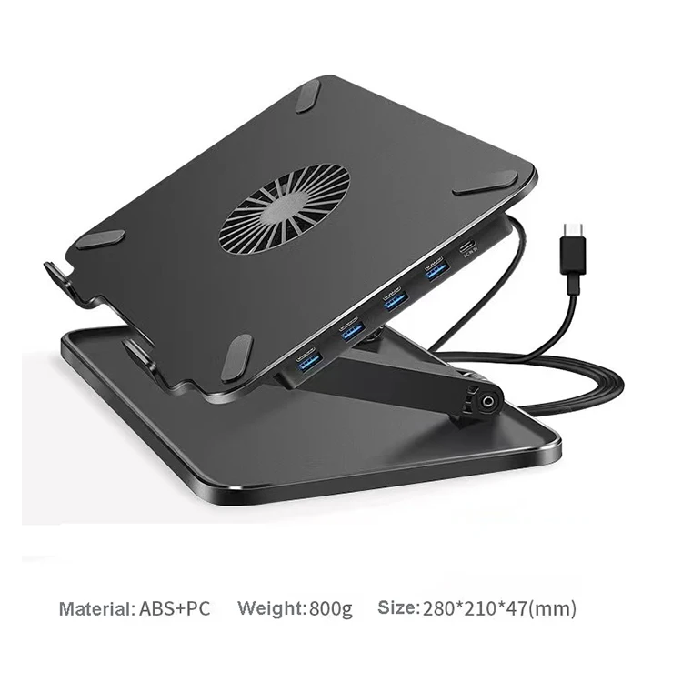 Wholesale Adjustable Tablet Laptop Cooling Stand with 4 USB Ports Single Cooling Fan Stand