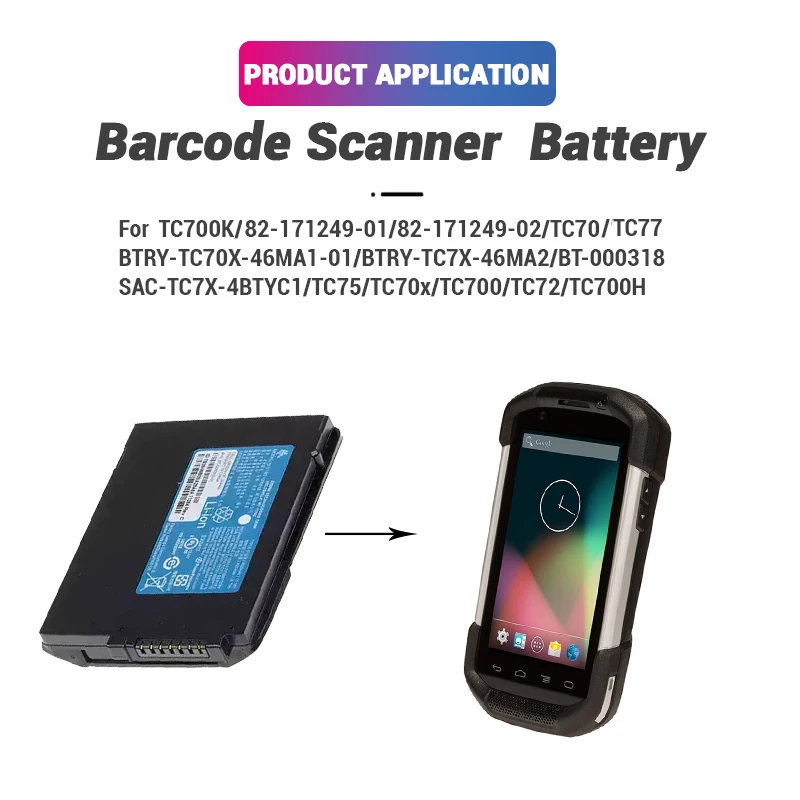 3.7V 4550mAh Li-ion rechargeable replacement BT-000318 82-171249-01 82-171249-02 TC70 TC75 battery for Barcode Scanner